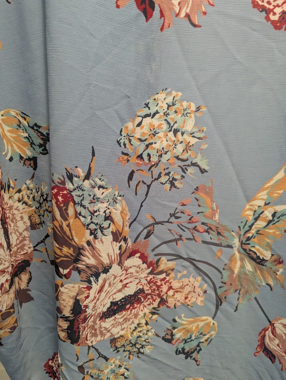 Floral Kimono Coverup Light Blue With Pink Flowers Botanical Boho Relaxed *EUC - Picture 6 of 7